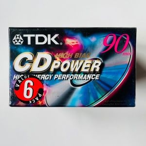 TDK CD Power 90 High Energy Performance Audio Cassette Tapes 6 pack